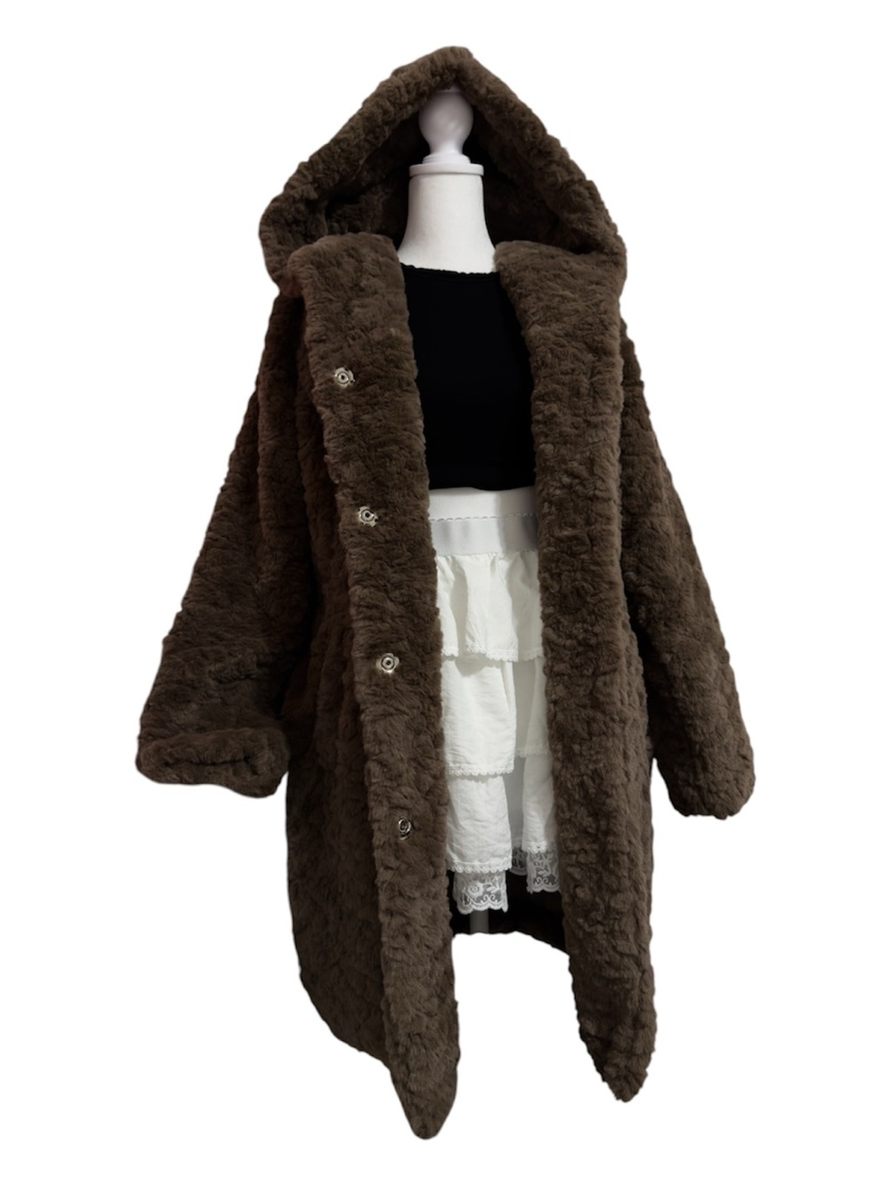 Coalition LA Faux Fur Chocolate Brown Coat Women’s Jacket Winter Outerwear S